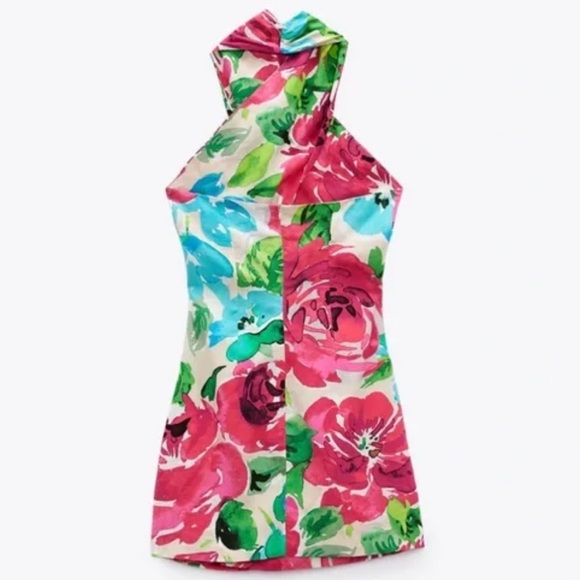 Zara Linen Blend Floral Print Dress - Picture 7 of 12